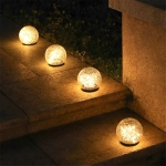 Outdoor LED Solar Garden Light Waterproof Lawn Lamps Crackle Glass Ball Buried Lights For Courtyard Patio