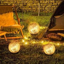 Outdoor LED Solar Garden Light Waterproof Lawn Lamps Crackle Glass Ball Buried Lights For Courtyard Patio