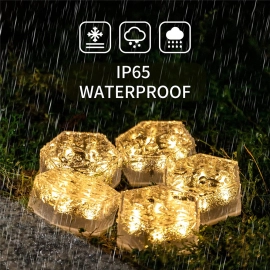 Solar Outdoor Lights Garden Decor LED Ice Cube Brick Waterproof Pathway Lights for Patio Porch Landscape Backyard Lawn